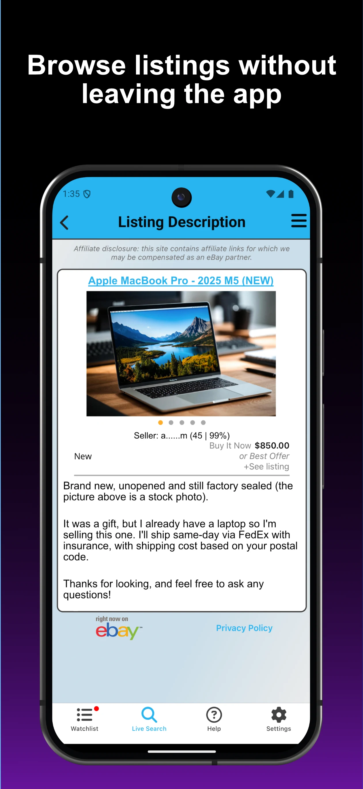 SeeSpotBid - Alerts for eBay screenshot